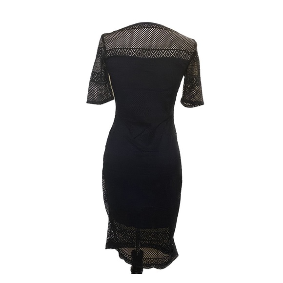 Three Dots Black Lace Overlay On Dark Blue - Size S - NWOT - Picture 2 of 14